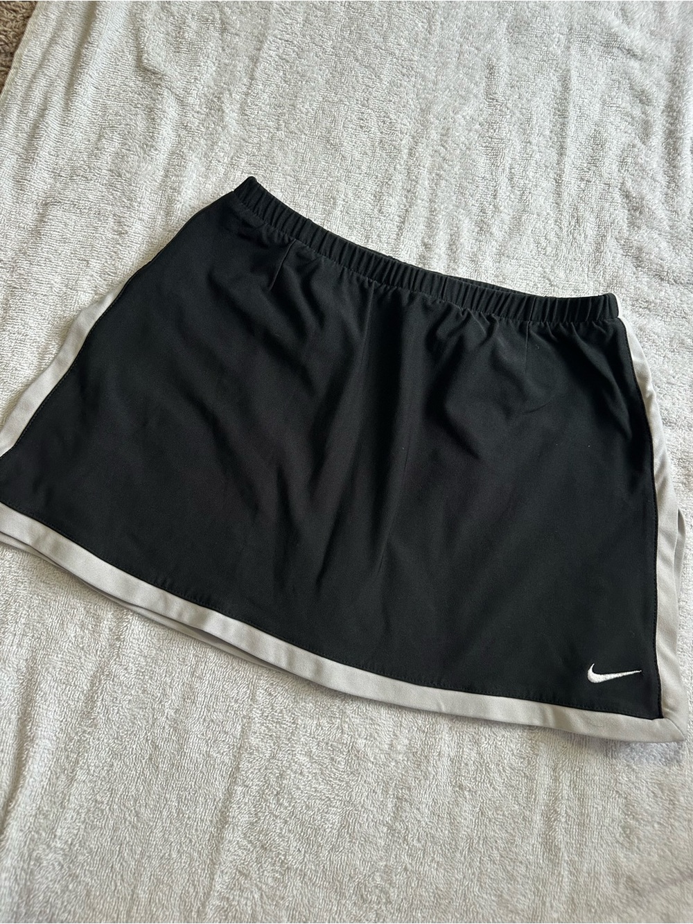 Nike Black Athletic Shorts with Gray Logo Print